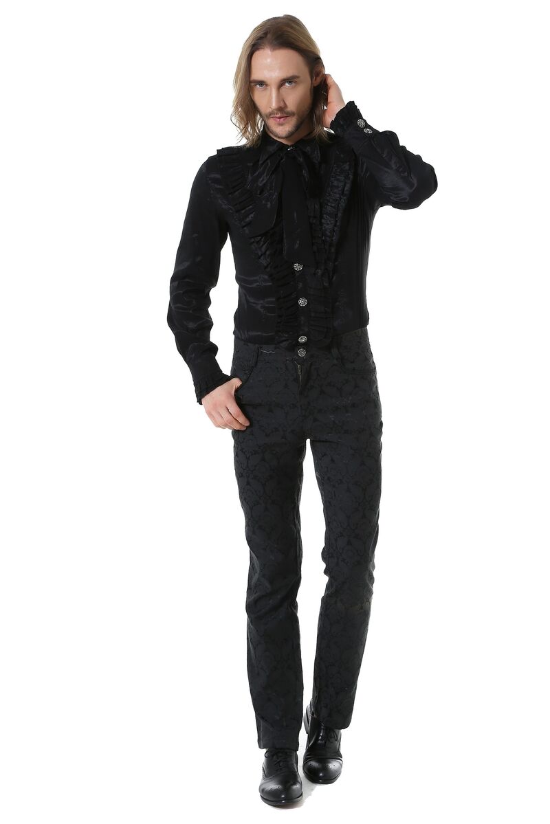 photo n°4 : Chemise Noir Gothique Aristocrate Victorien Homme Taffetas