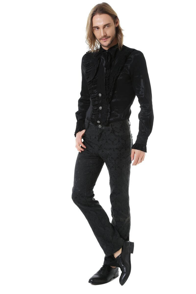 photo n°5 : Chemise Noir Gothique Aristocrate Victorien Homme Taffetas