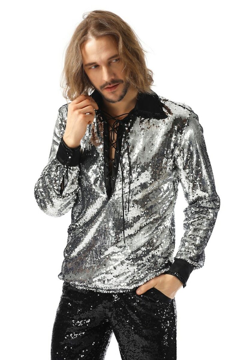 Chemise rock 'n' roll argenté pour homme