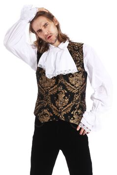 Gilet Homme Gothique Steampunk Victorien Brocard black