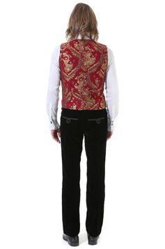 Gilet Homme Gothique Steampunk Victorien Brocard red