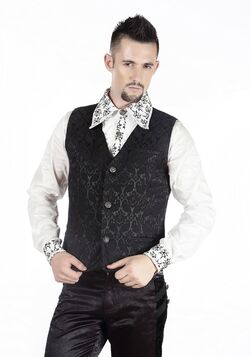 Gilet Homme Gothique Steampunk Victorien Brocard Noir