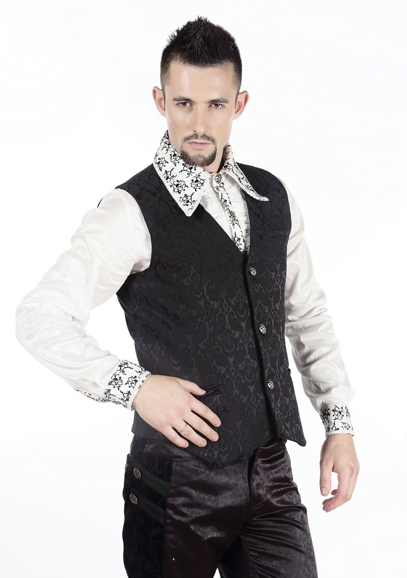 photo n°3 : Gilet Homme Gothique Steampunk Victorien Brocard Noir