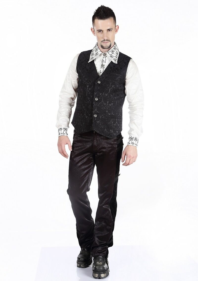 photo n°4 : Gilet Homme Gothique Steampunk Victorien Brocard Noir