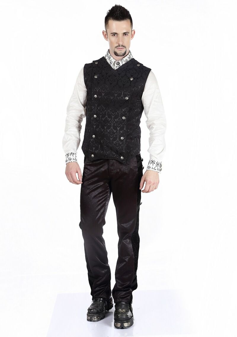 Gilet Homme Gothique Steampunk Victorien Brocard Noir