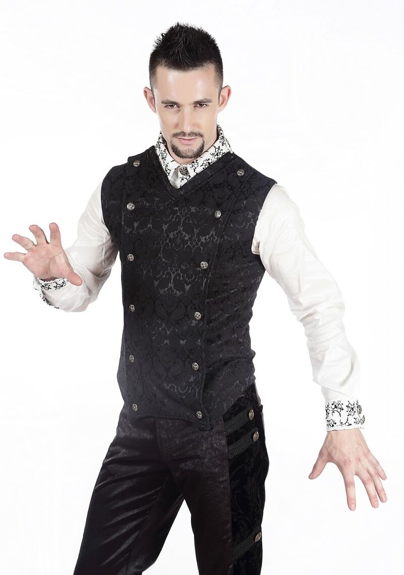 photo n°2 : Gilet Homme Gothique Steampunk Victorien Brocard Noir