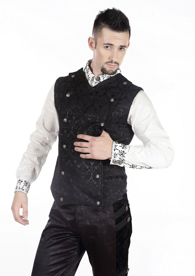 photo n°3 : Gilet Homme Gothique Steampunk Victorien Brocard Noir