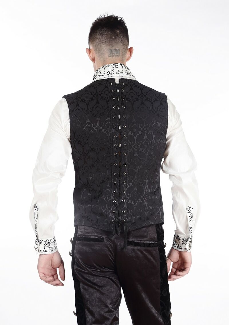 photo n°5 : Gilet Homme Gothique Steampunk Victorien Brocard Noir