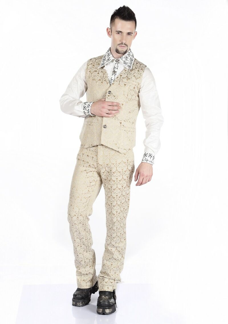 photo n°2 : Gilet Homme Gothique Steampunk Victorien Brocard Beige