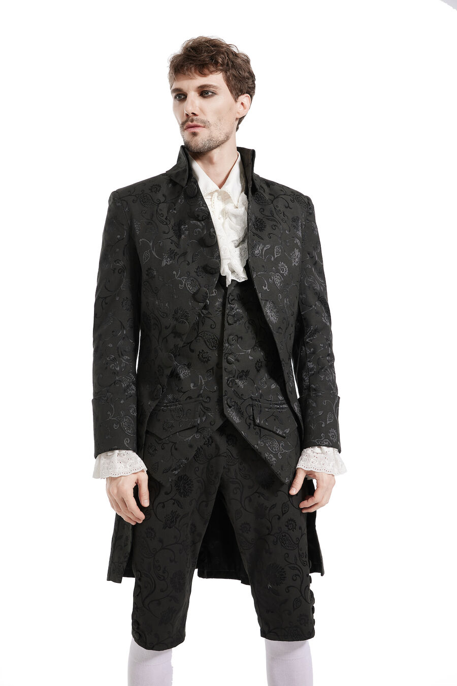 Manteau Homme Gothique Aristocrate Victorien Brocard noir