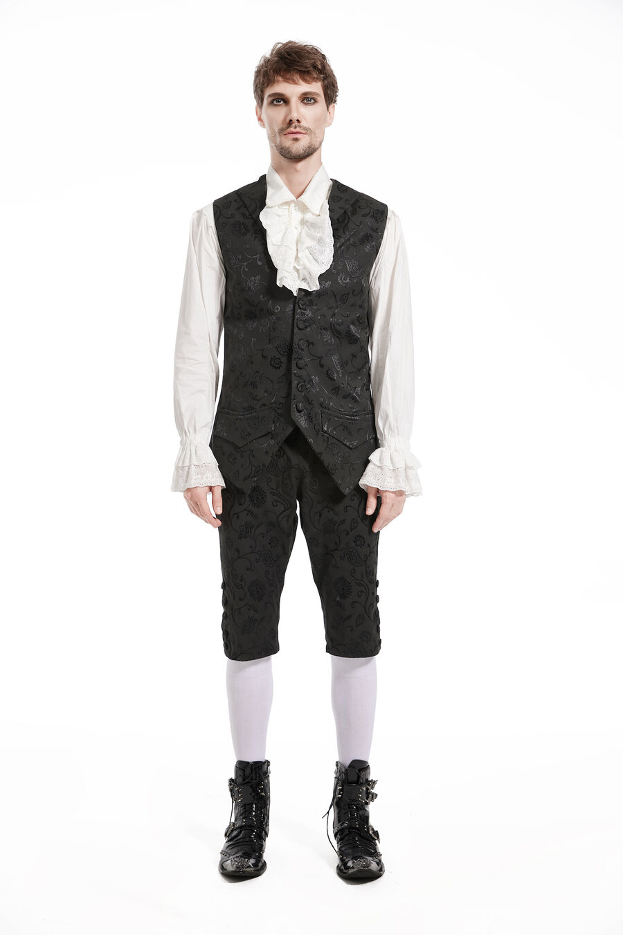 photo n°2 : Gilet Homme Gothique Steampunk Victorien Brocard blanc