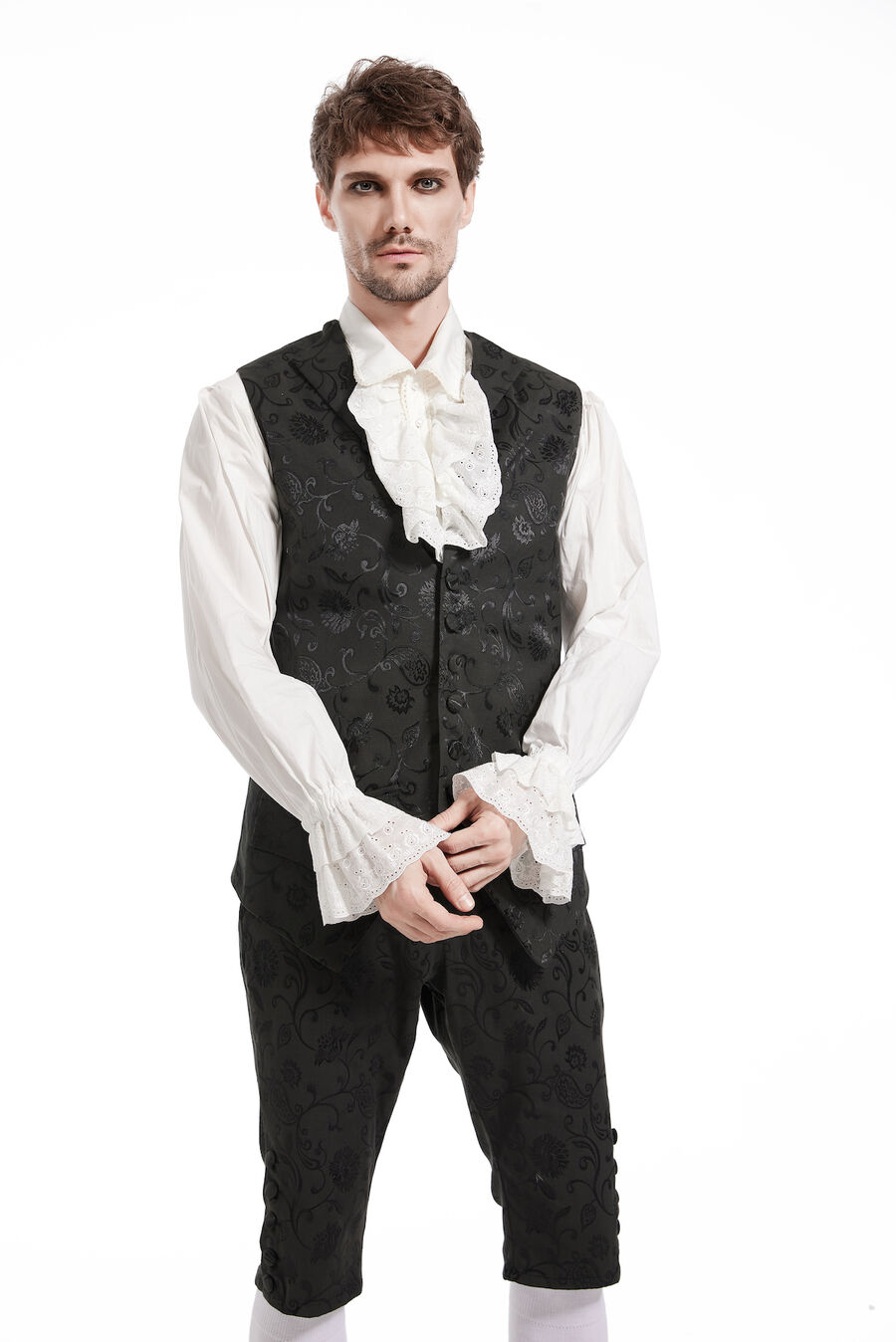 photo n°3 : Gilet Homme Gothique Steampunk Victorien Brocard blanc
