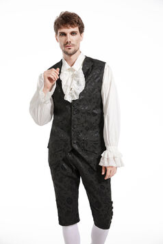 Gilet Homme Gothique Steampunk Victorien Brocard blanc