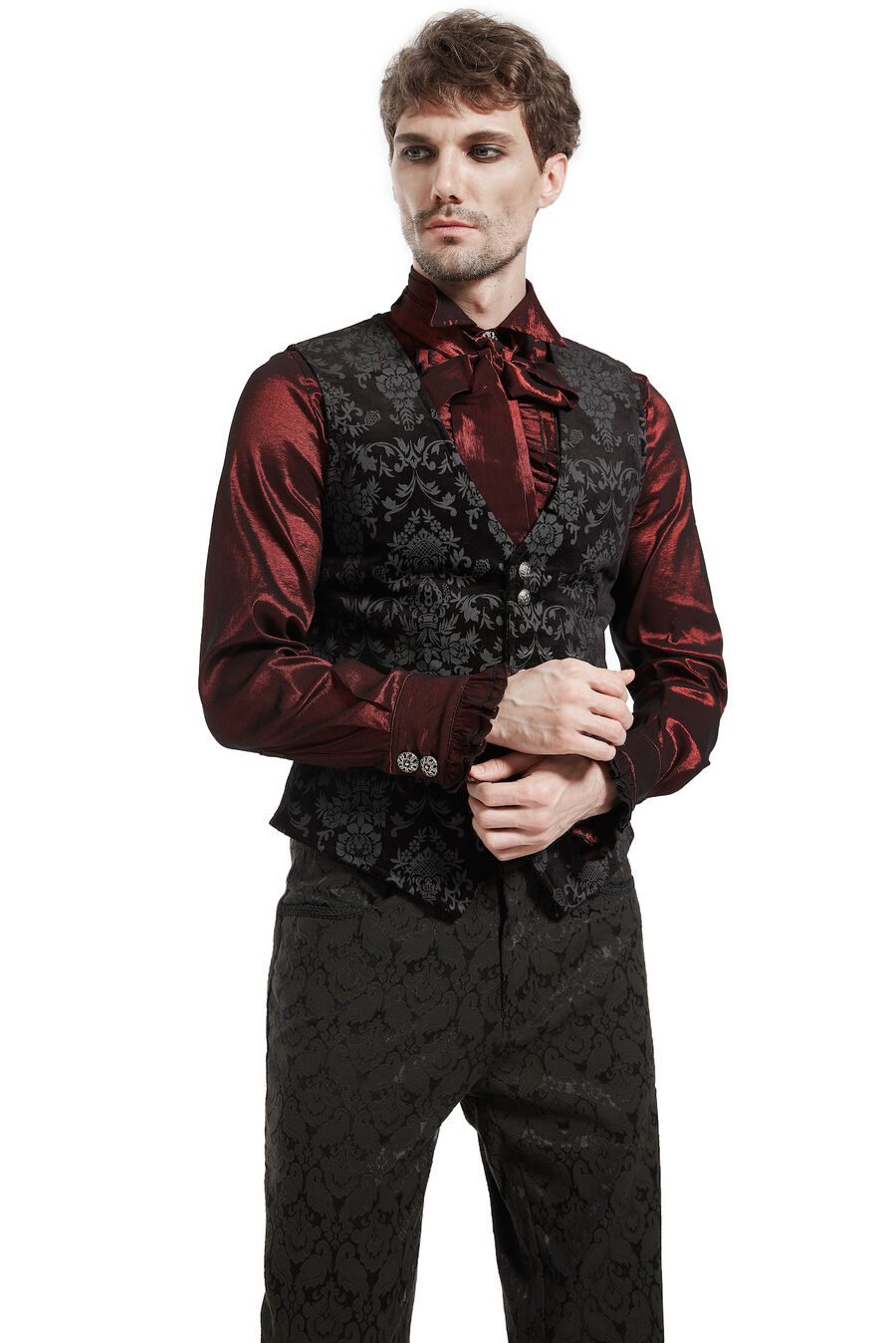 photo n°2 : Gilet Homme Gothique Steampunk Victorien velour Noir