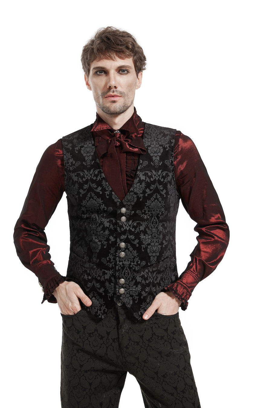 photo n°4 : Gilet Homme Gothique Steampunk Victorien velour Noir