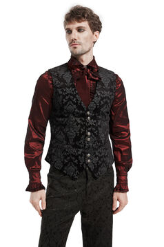 Gilet Homme Gothique Steampunk Victorien velour Noir