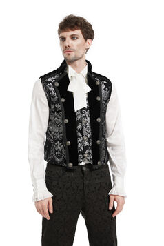 Gilet Homme Gothique Steampunk Victorien Brocard black