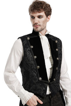 Gilet royaliste noir sur noir style gothique Homme