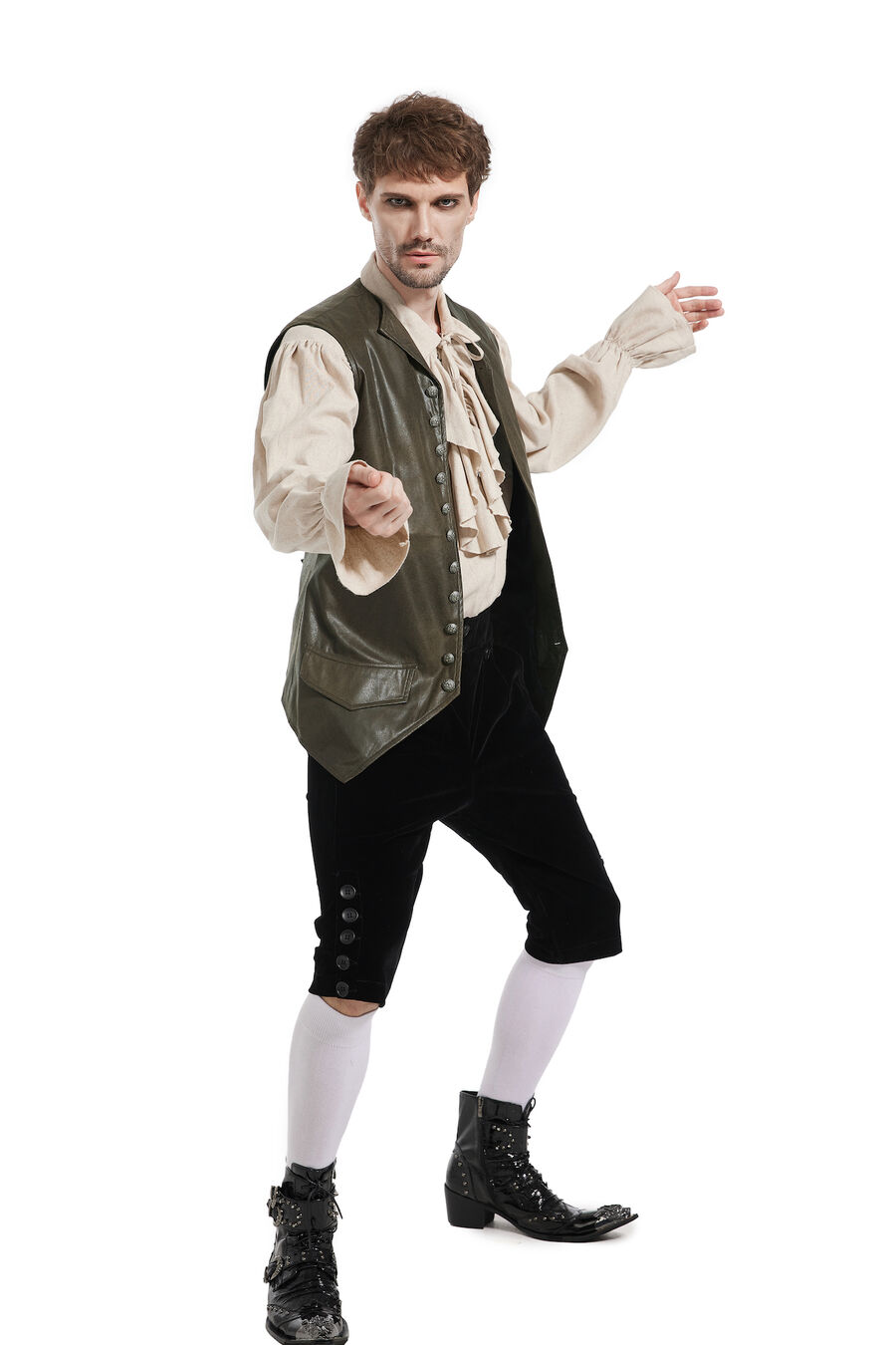 photo n°4 : Gilet Homme Gothique Steampunk Victorien Brocard blanc