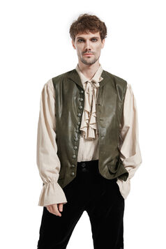 Gilet Homme Gothique Steampunk Victorien Brocard blanc