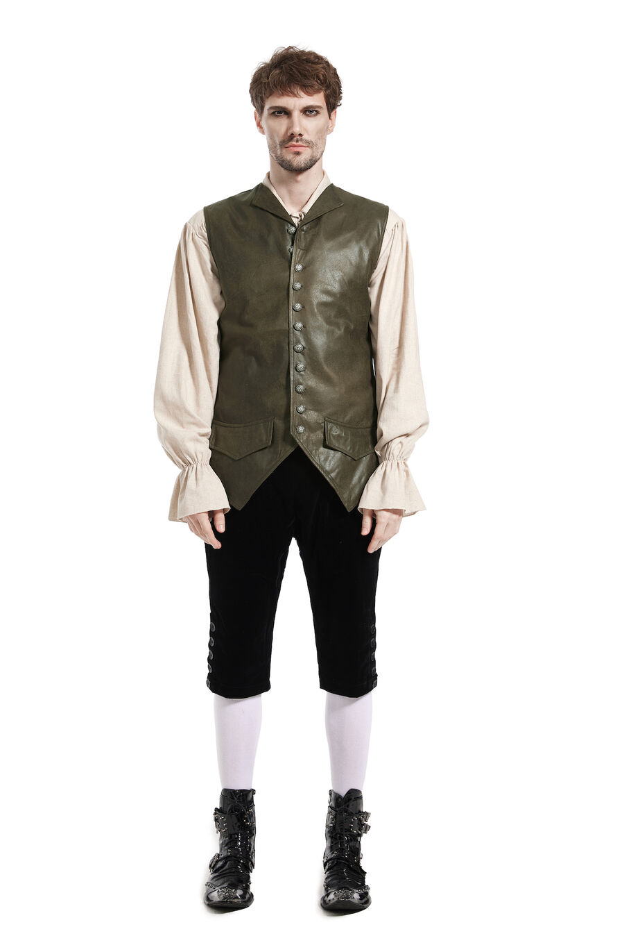 photo n°2 : Gilet Homme Gothique Steampunk Victorien Brocard blanc