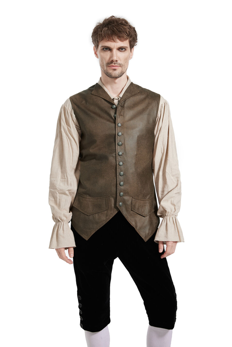 photo n°2 : Gilet Homme Gothique Steampunk Victorien Brocard blanc