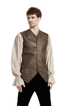 Gilet Homme Gothique Steampunk Victorien Brocard blanc