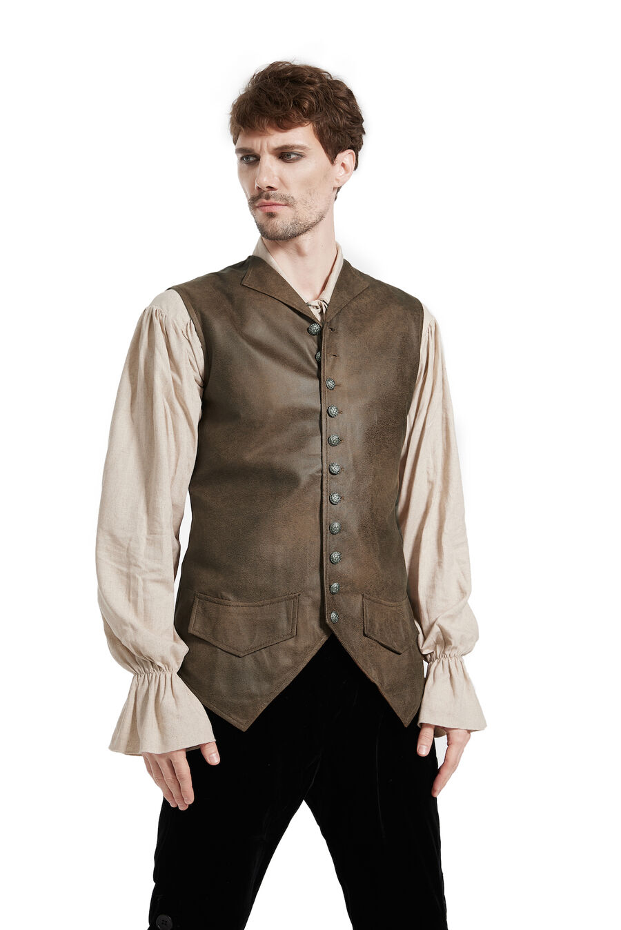 Gilet Homme Gothique Steampunk Victorien Brocard blanc