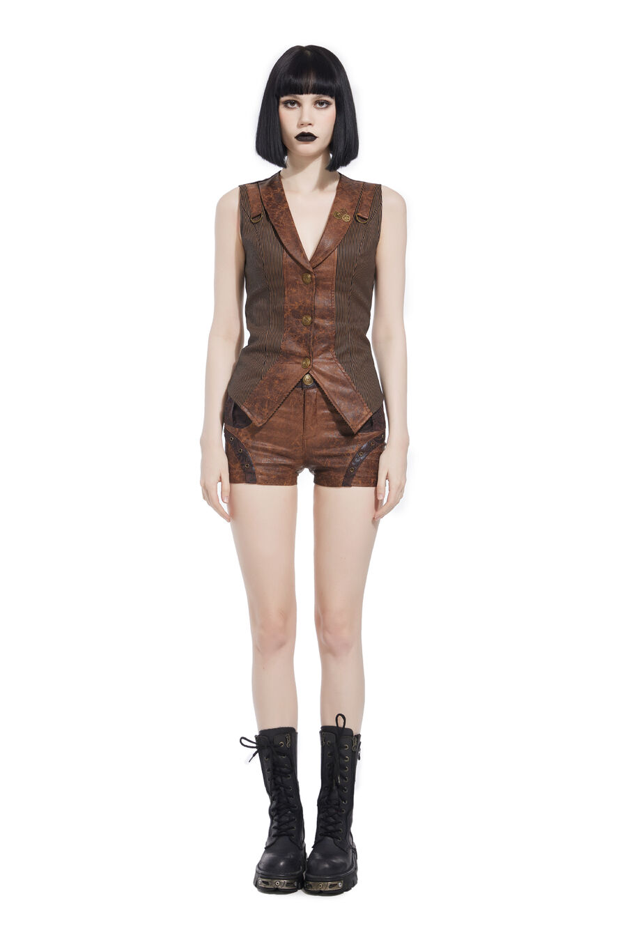 Short Steampunk Similicuir pour Femme