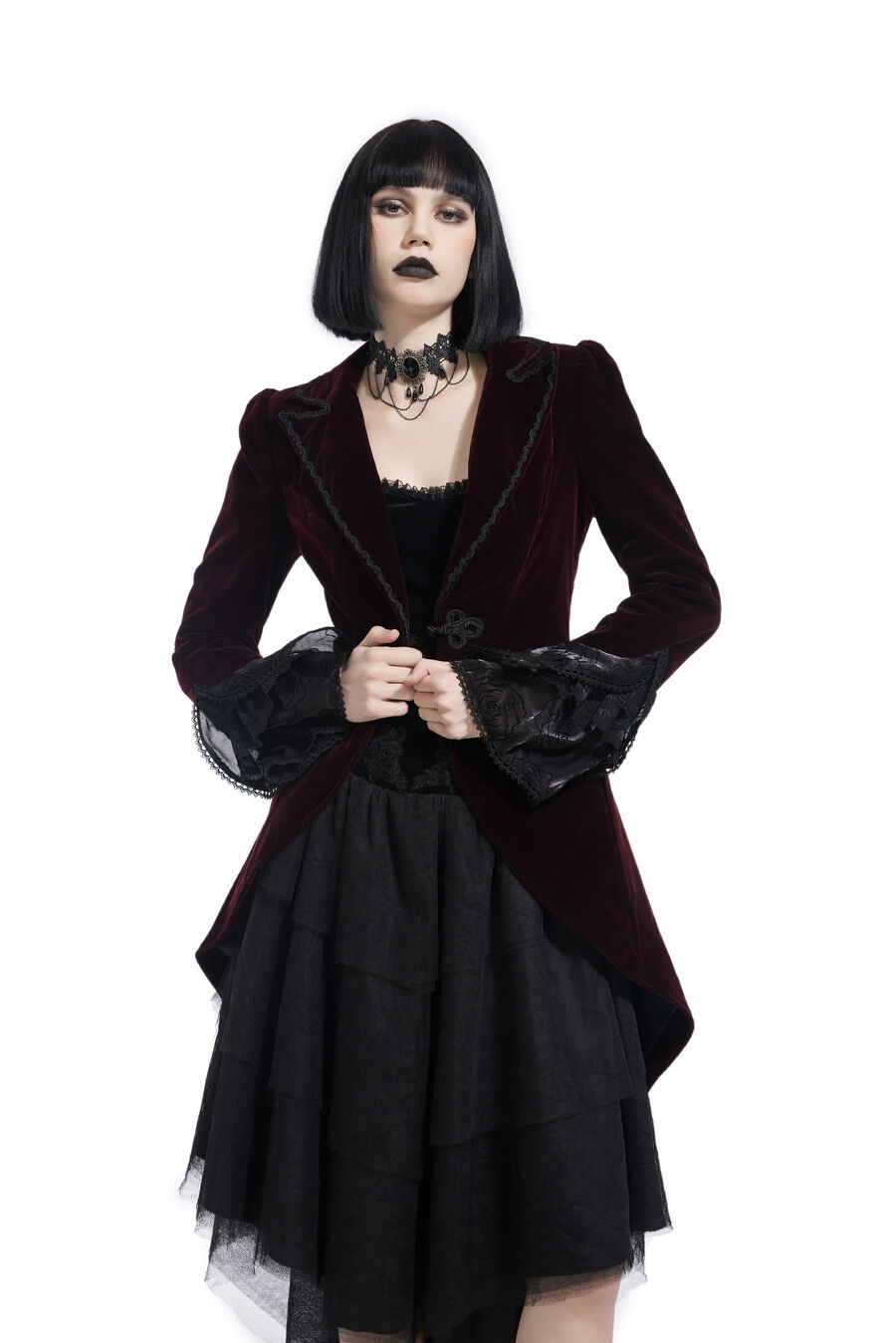 photo n°2 : Manteaux Gothique Aristocrate Romantique Traine Rouge