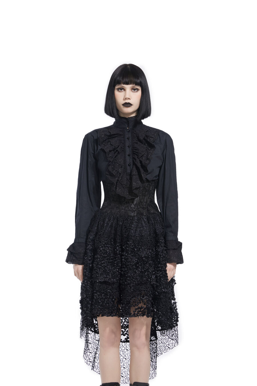 photo n°5 : Chemise noir à Jabot Victorienne, pour Femme