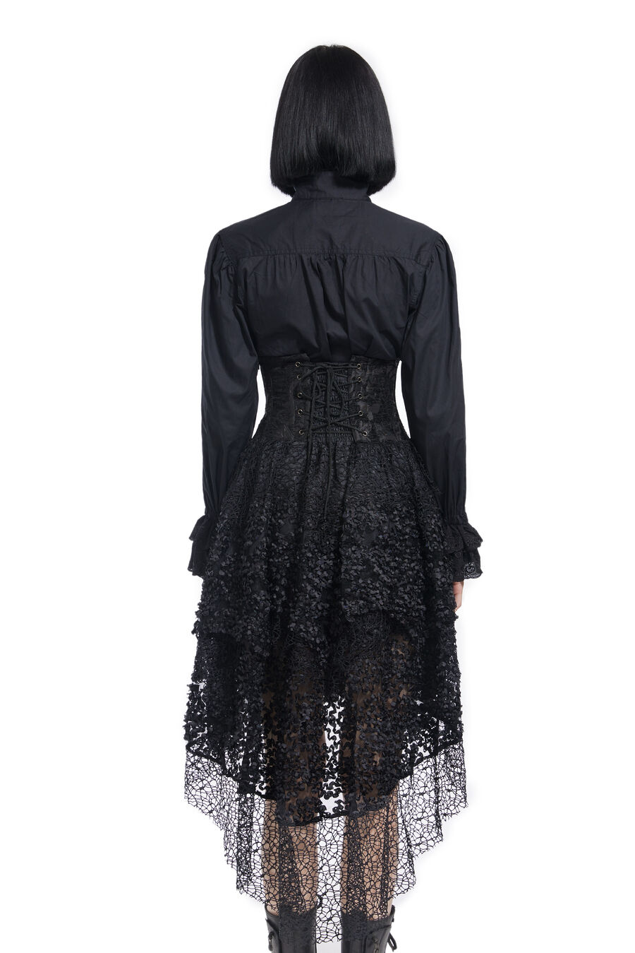 photo n°3 : Chemise noir à Jabot Victorienne, pour Femme