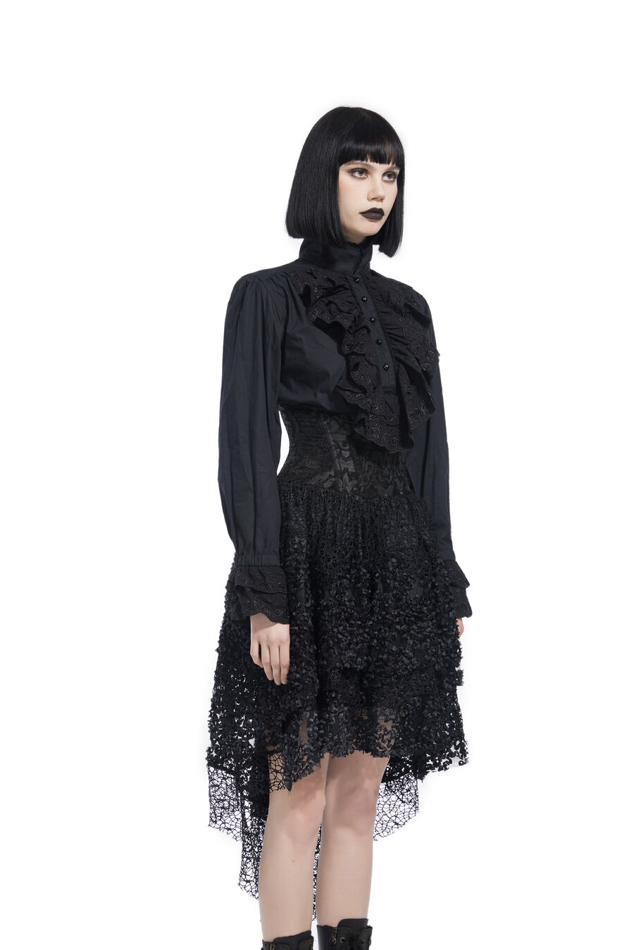 photo n°2 : Chemise noir à Jabot Victorienne, pour Femme