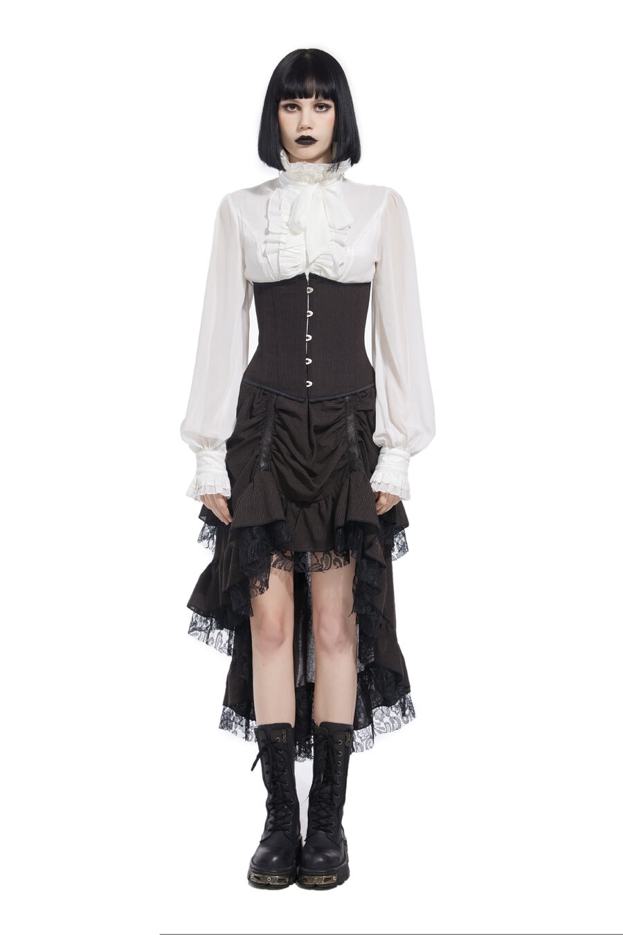 photo n°6 : Corset Sexy Glamour Laçage brocard Jacquard a rayures marron