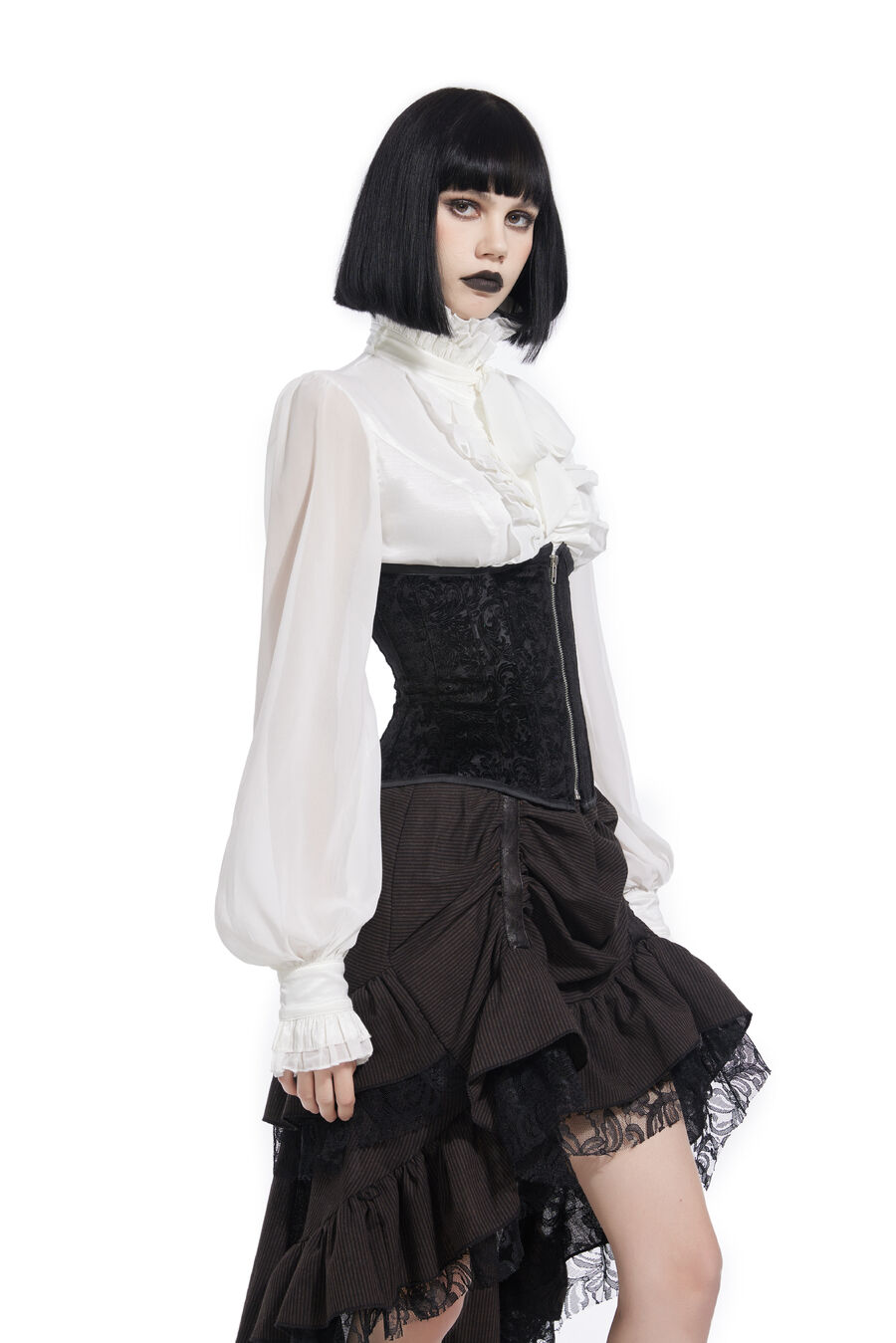 photo n&deg;5 : Corset Sexy Glamour La&ccedil;age fermeture velour noir