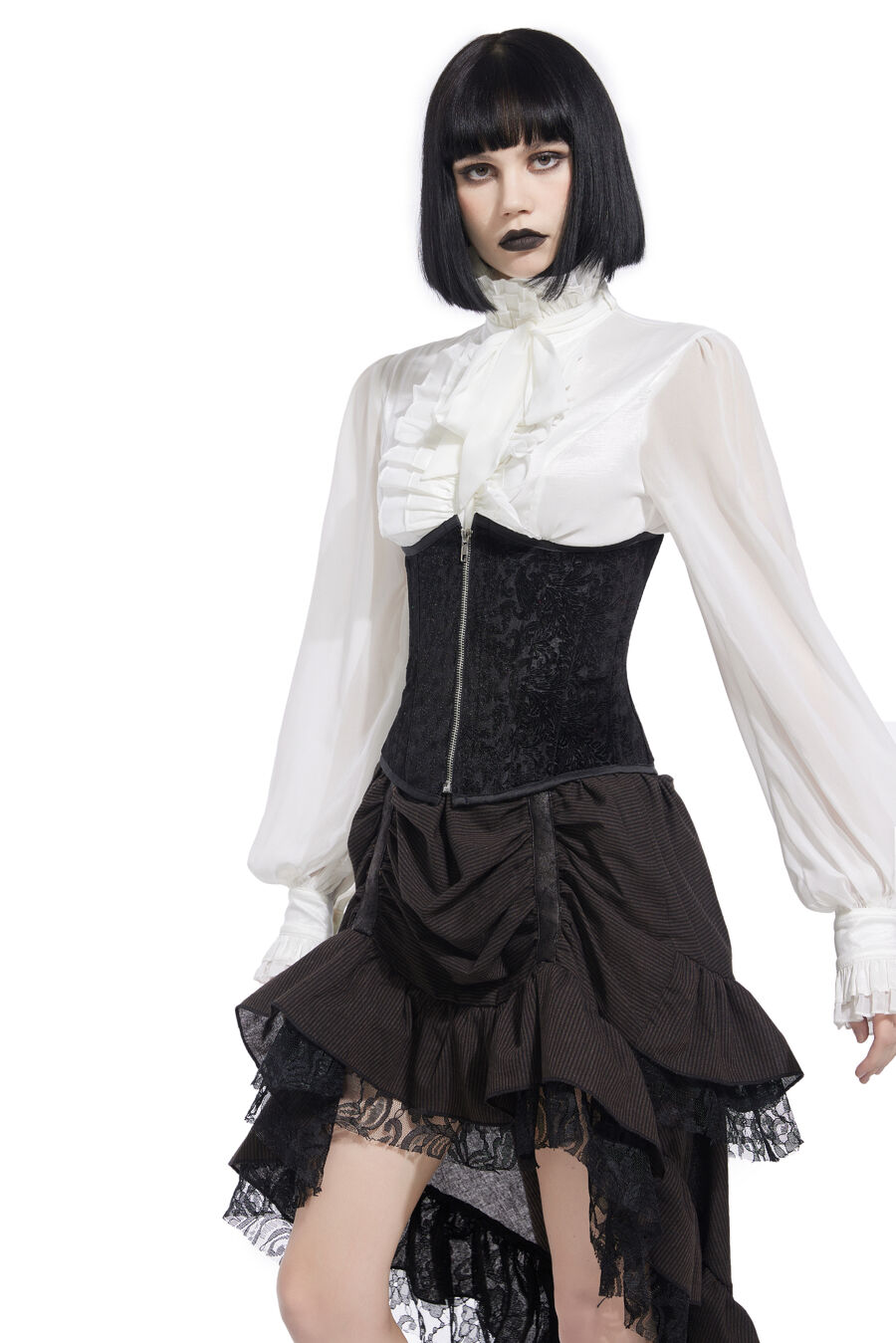 photo n&deg;4 : Corset Sexy Glamour La&ccedil;age fermeture velour noir