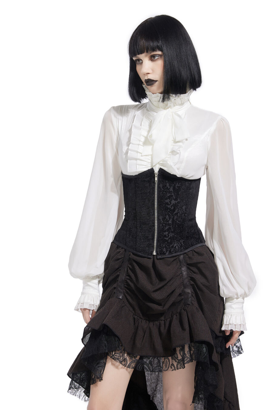 photo n&deg;3 : Corset Sexy Glamour La&ccedil;age fermeture velour noir
