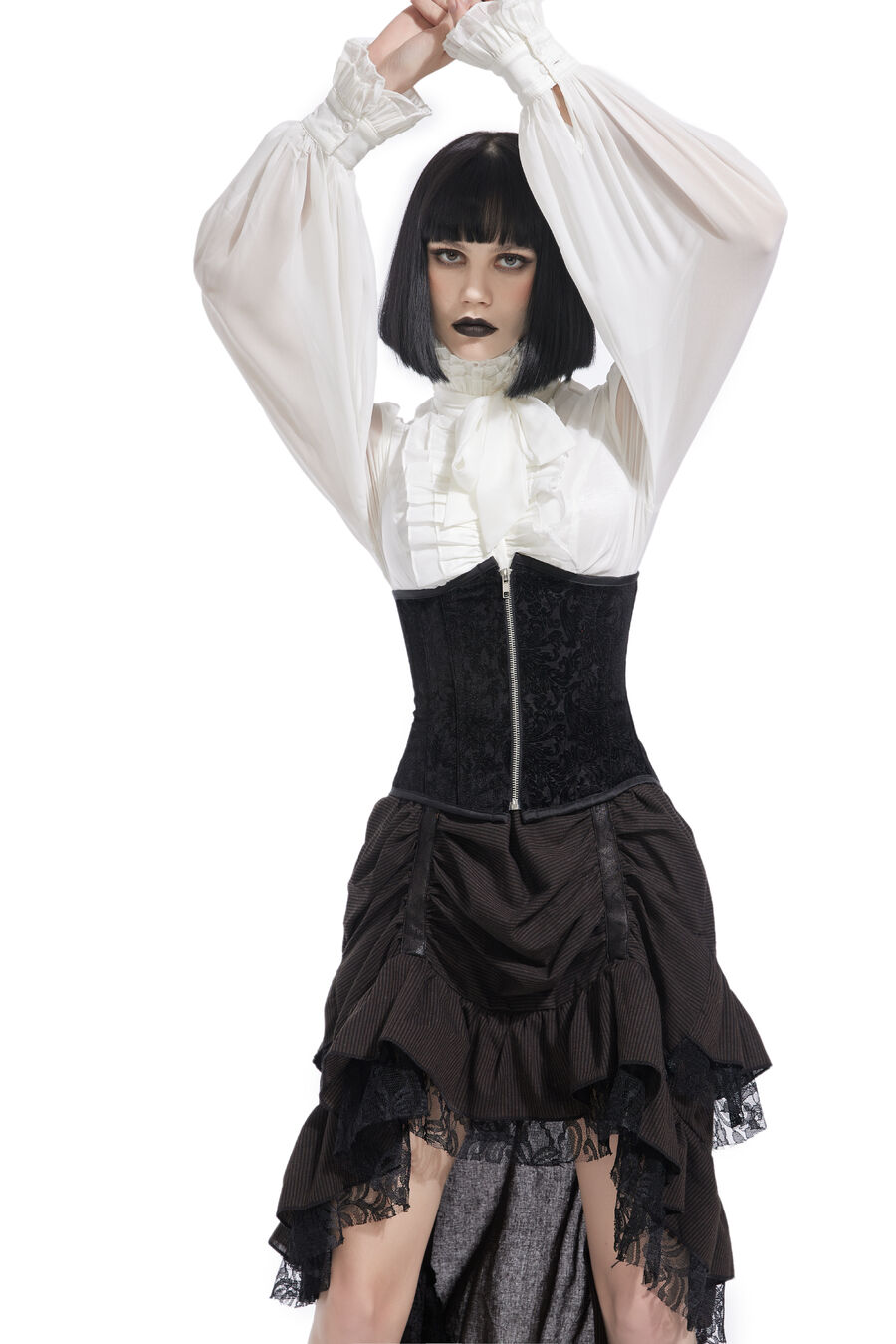 photo n&deg;2 : Corset Sexy Glamour La&ccedil;age fermeture velour noir