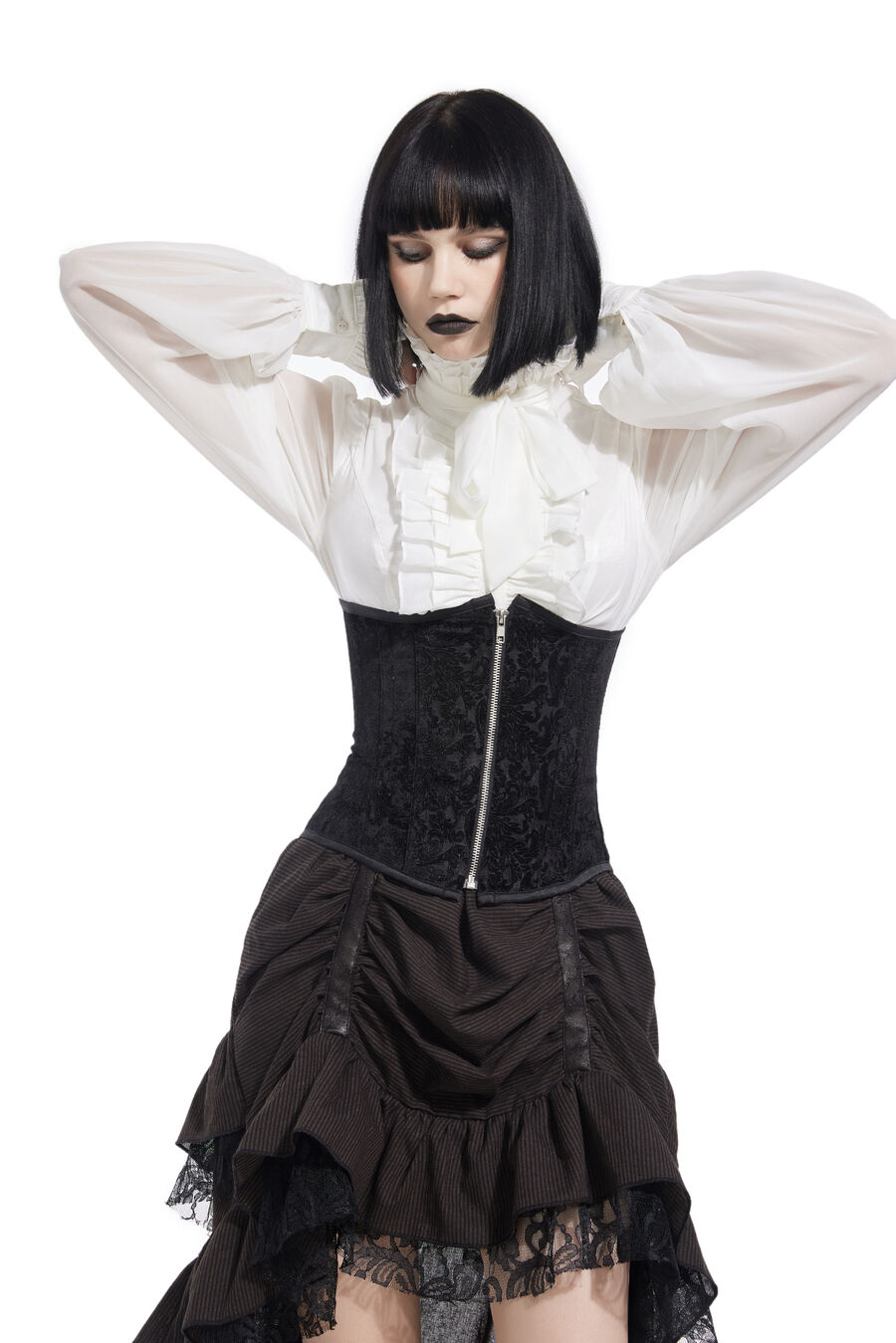 Corset Sexy Glamour La&ccedil;age fermeture velour noir