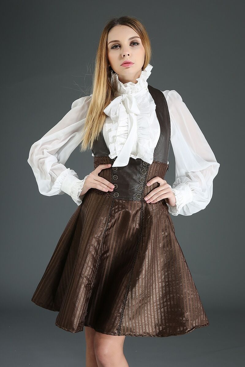 photo n°3 : Jupe taille haute gothique steampunk à bretelle