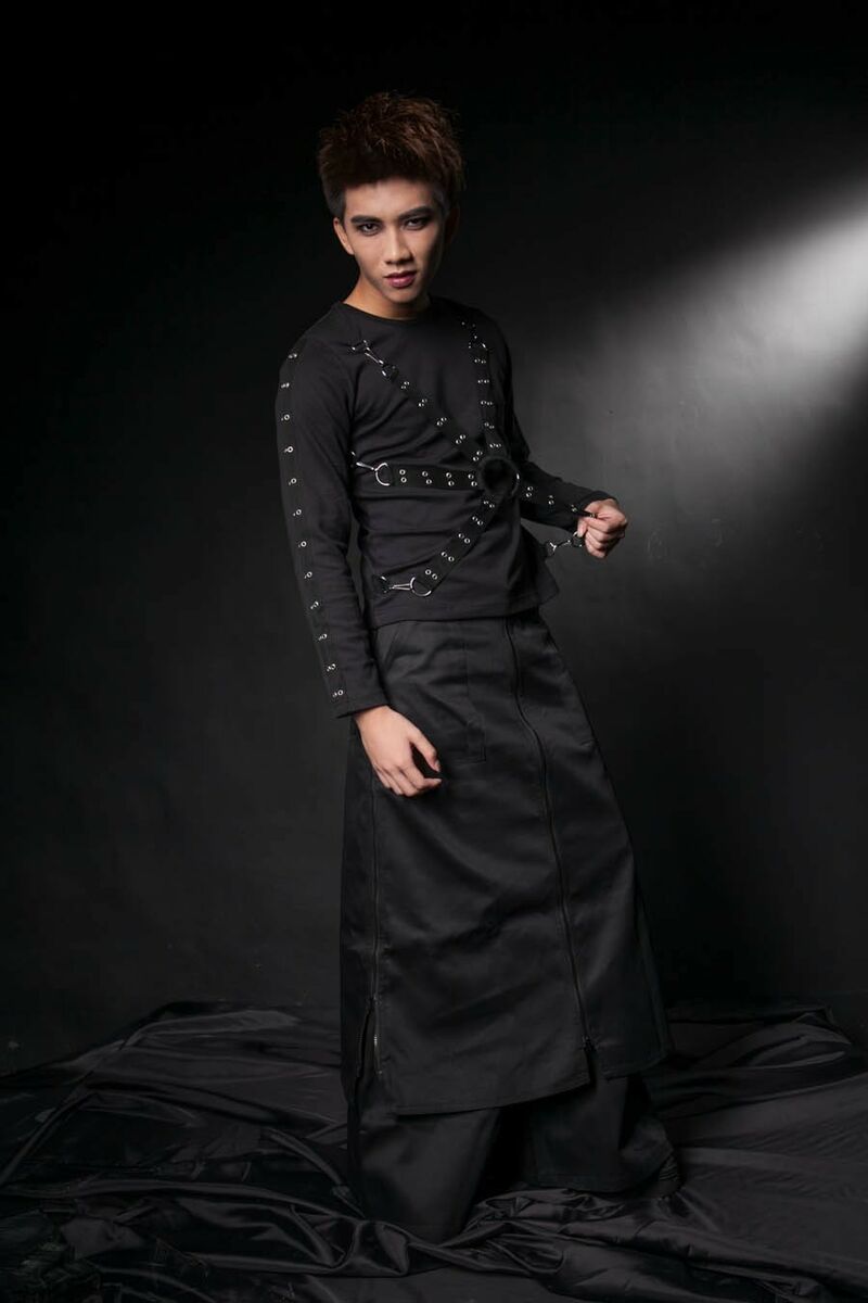 pantalon Jupe Gothique Homme Punk Noir