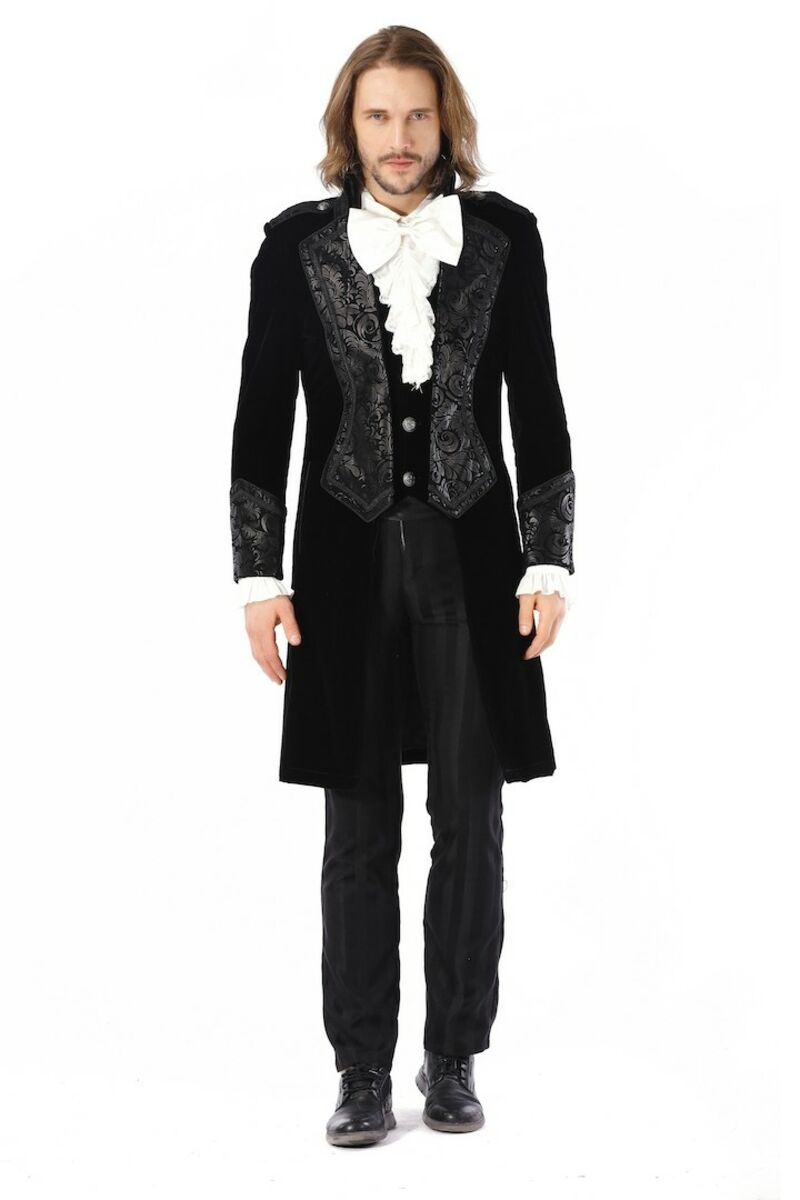 Manteau en velours noir gothique
