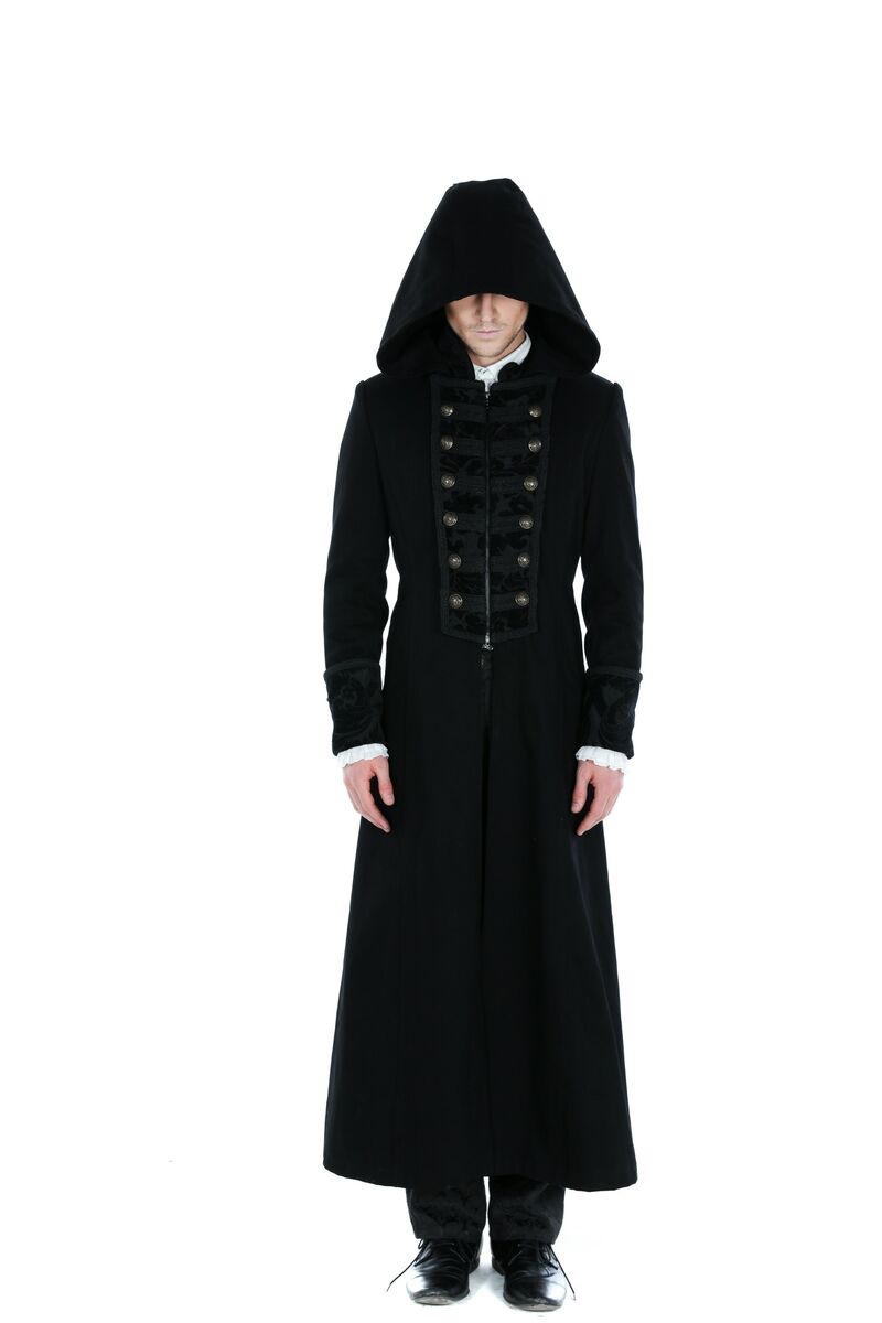 Manteau gothique à capuche homme style laine
