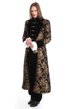 Manteau gothique long style royaliste or
