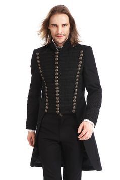 Manteau gothique noir style officier pour homme