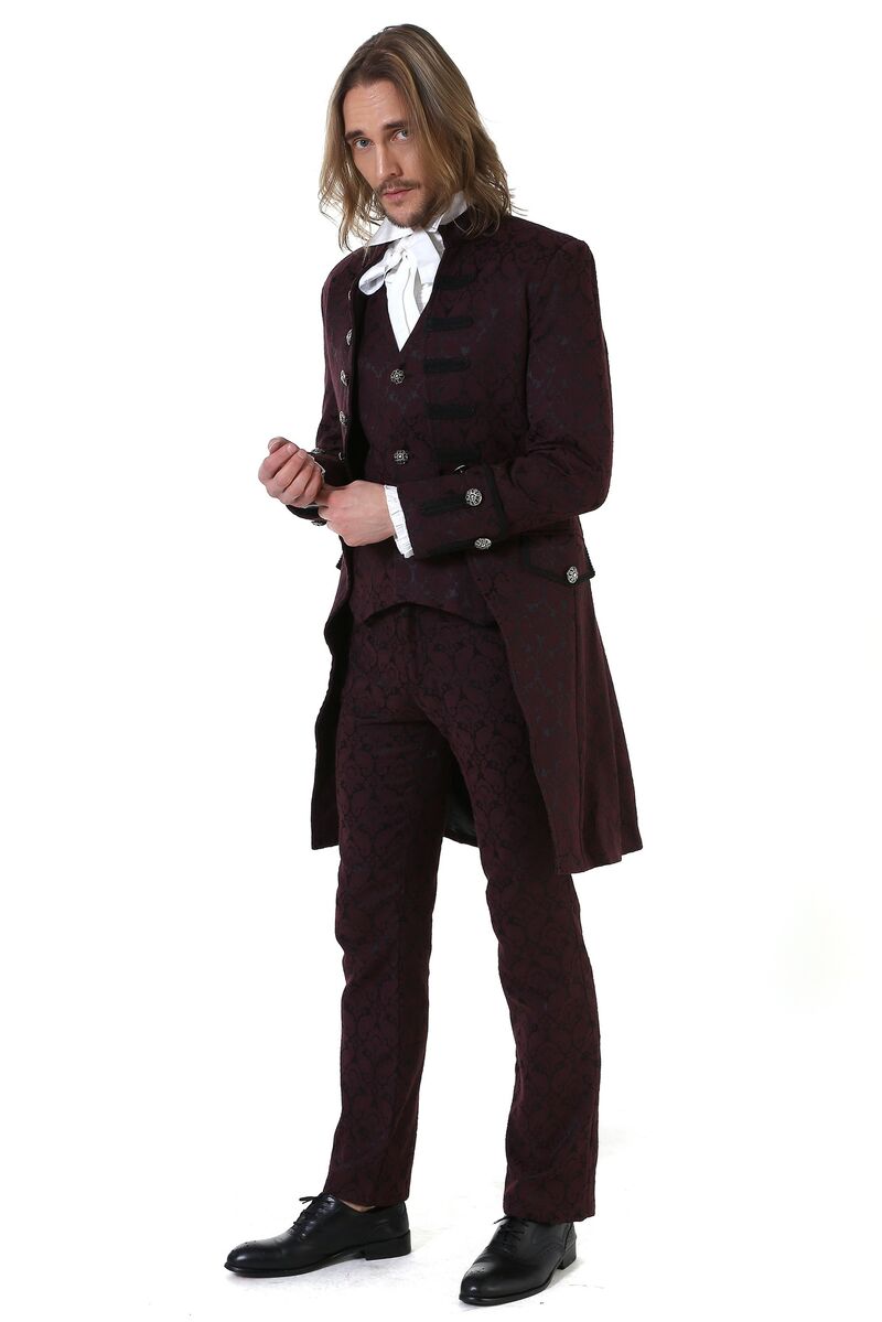 photo n°3 : Manteau Homme Gothique Aristocrate Victorie Brocard rouge