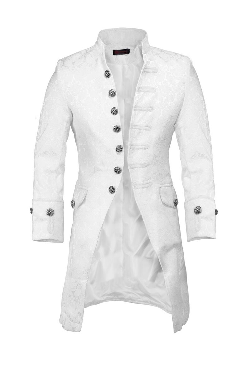 Manteau Homme Gothique Aristocrate Victorien Brocard Blanc