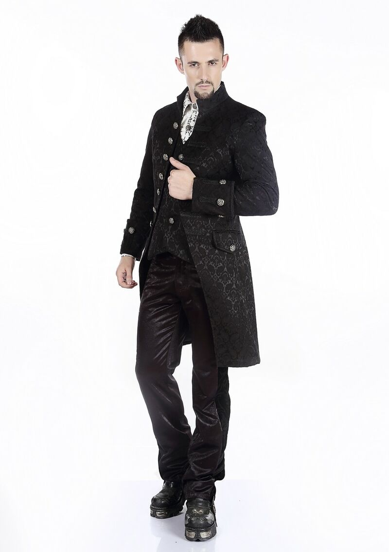 photo n°2 : Manteau Homme Gothique Aristocrate Victorien Brocard Noir