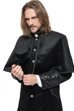 Manteau long gothique en velours avec capeline