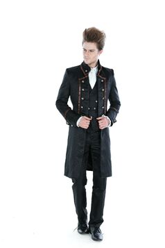 Manteau long marron gothique aristocrate homme